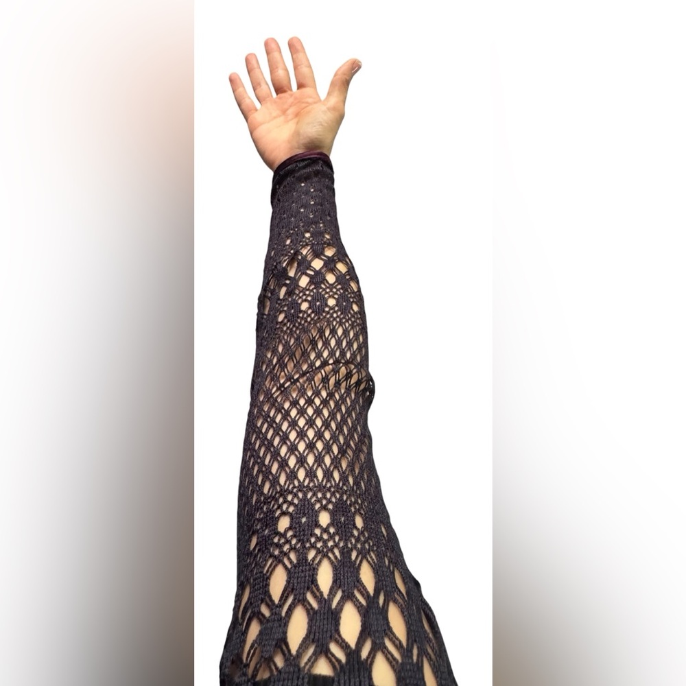 Vintage Mica Crochet Maxi Dress Black Sheer Knit Boho Festival Witchy Size 6 - Picture 5 of 10